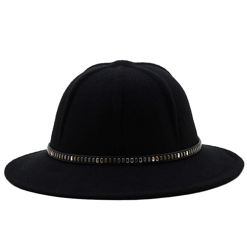 Woolen Basin Hat Topper Men Fisherman Hat Fashion Big Brim Felt Hat display picture 4