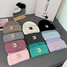 韩版兔毛帽子高颜值加宽法式显脸小毛毛欧美大牌跨境外贸毛线帽潮