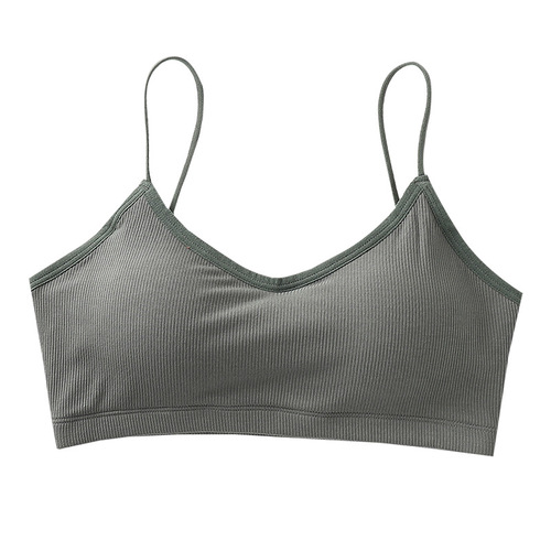One-piece fixed cup fine shoulder strap beautiful back wrap bra cup summer breathable thread girl back cross lingerie