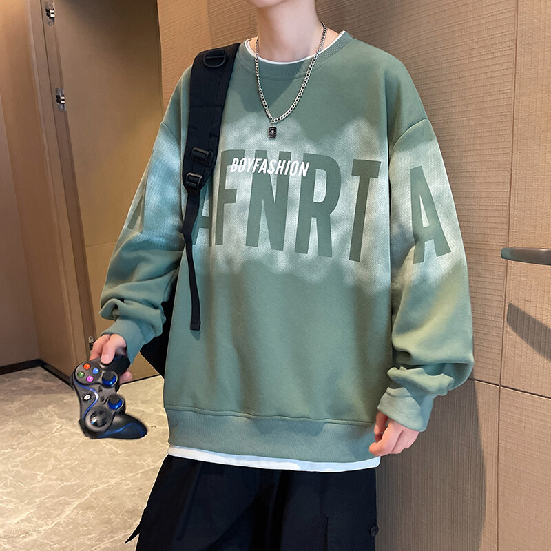 青少年丸首カジュアルパーカー男性春秋学生ゆったり潮牌長袖底上着|undefined