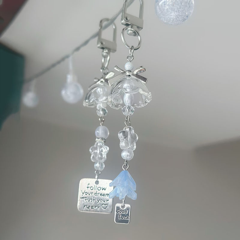 One Step at a Time, Pure Wind Chime Handmade Pendant, Beautiful Lily of the Valley Flower Mobile Phone Chain, Bag Camera Pendant Keychain