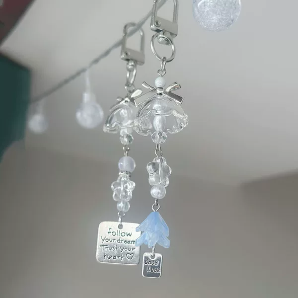 One Step at a Time, Pure Wind Chime Handmade Pendant, Beautiful Lily of the Valley Flower Mobile Phone Chain, Bag Camera Pendant Keychain