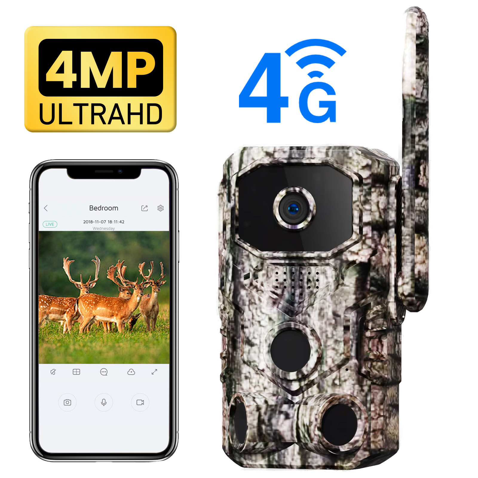 Cámara de Caza y Rastreo de Fauna WiFi de ABS Impermeable Infrarroja para Exteriores