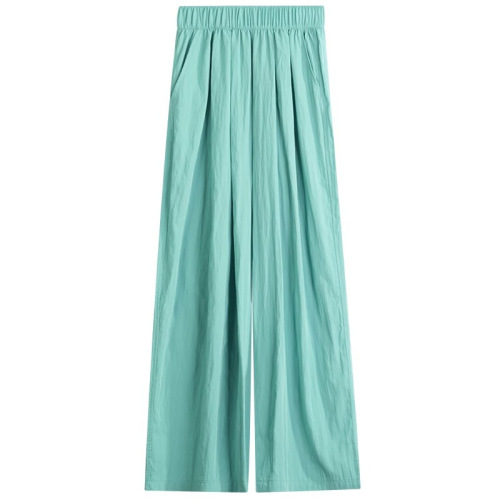 Slim Fit High-Waisted Cotton Linen Wide-Leg Pants for Women - Cherry Blossom Mountain Style, Relaxed, Suitable for Petite and Plus Size, Spring and Summer.