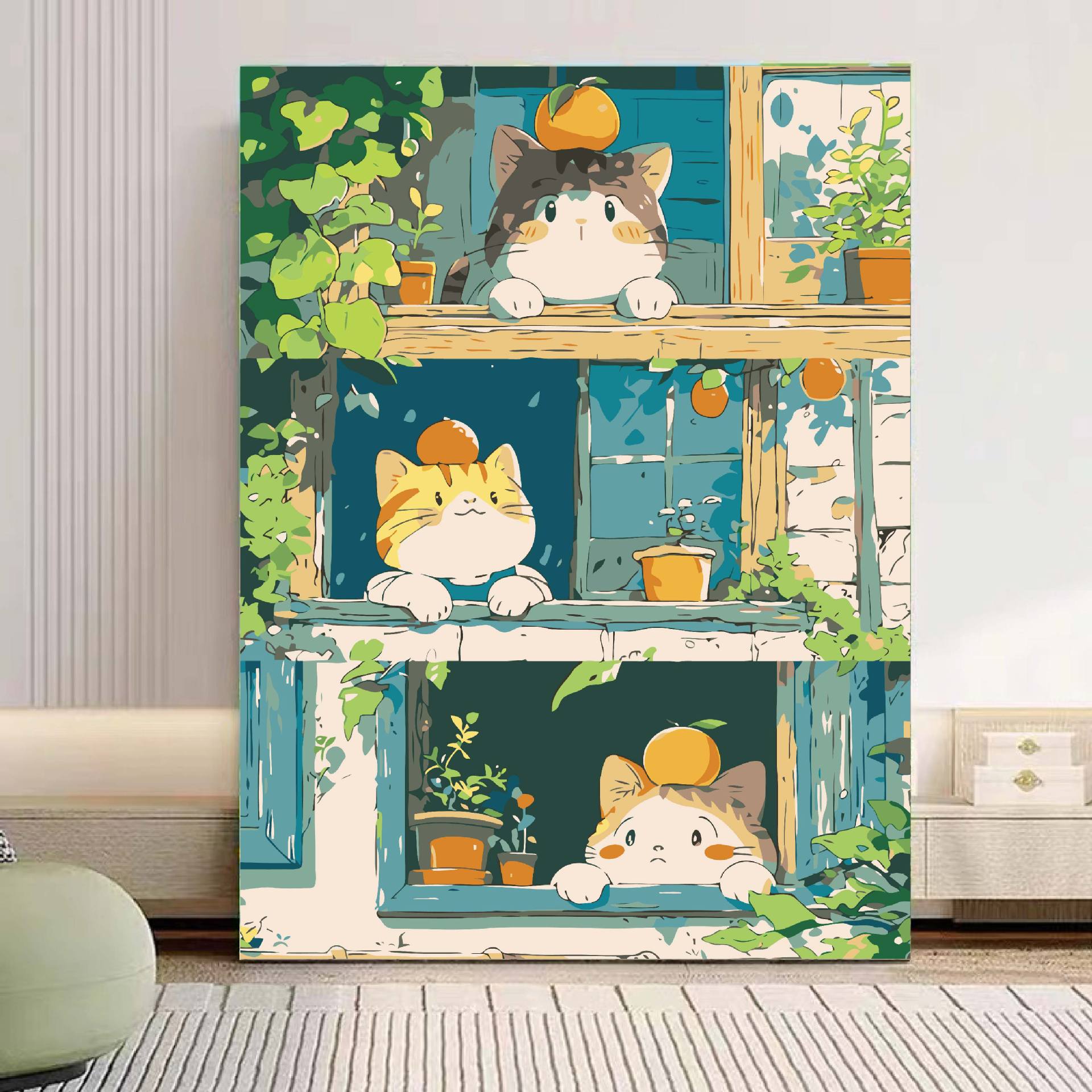 Verano tiempo bricolaje pintura al óleo digital relleno acrílico pintado a mano ilustración hecha a mano sistema curativo descompresión pintura al óleo