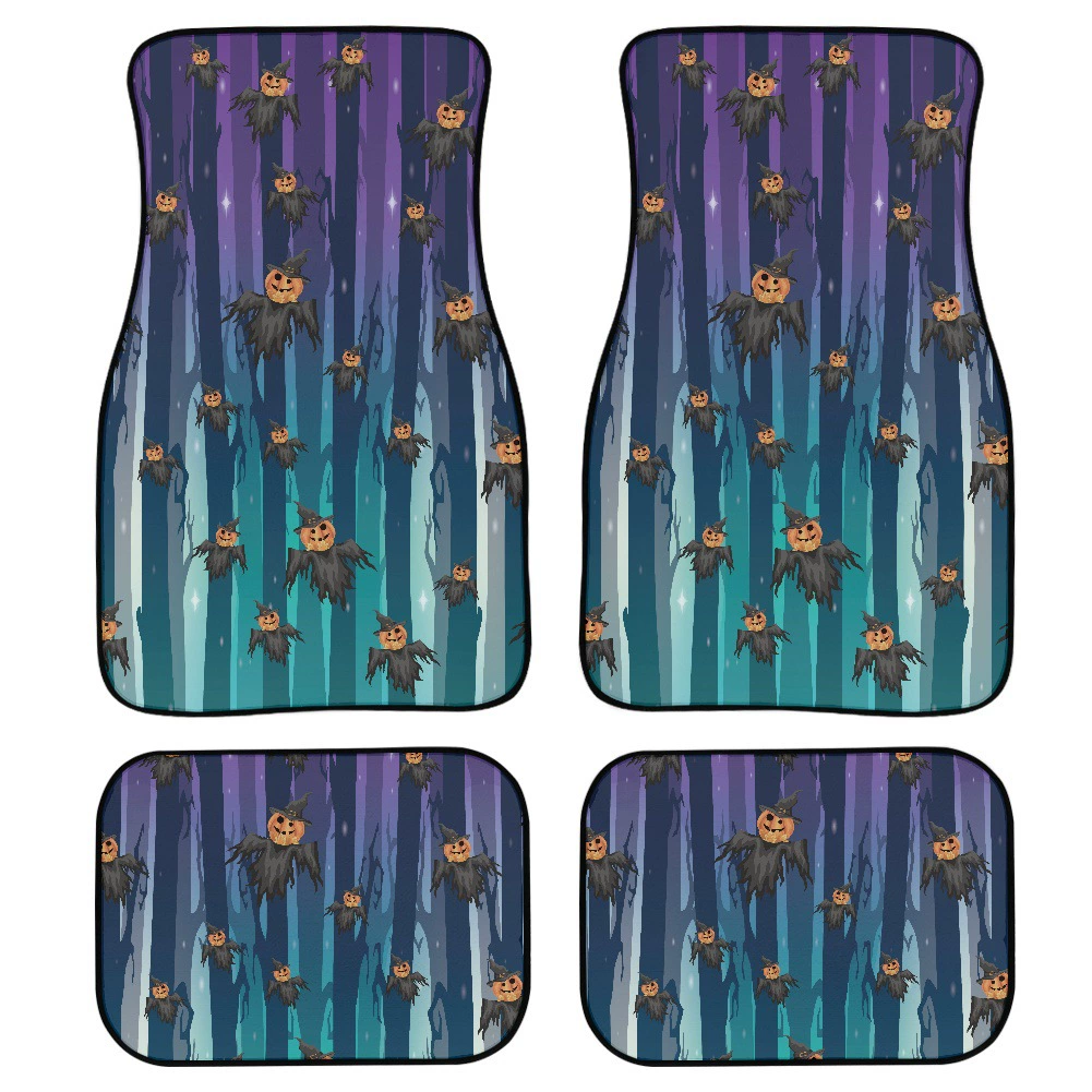 Halloween car decorative pumpkin bat foot pad five -seater universal ghost 4 -piece set cushion car mat ha