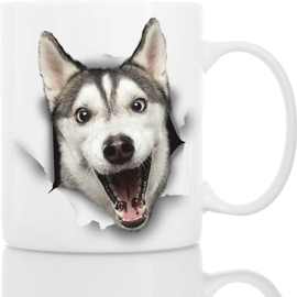 3D猎狗二哈士奇Dog金毛Puppy宠物陶瓷咖啡马克杯子茶水杯猎犬新款