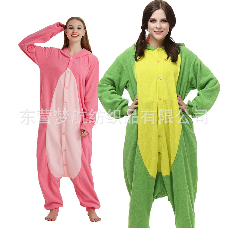 Polar Fleece Chinese Dragon Cartoon One-Piece Pajamas Blue Donkey Duck Animal White Rooster Pink Panther Mr. Fox