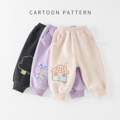子供の春と秋のパンツアウタートレンディなスウェットパンツ男の子と女の子のベビーズボン 2025 かわいいカジュアルスポーツパンツ秋と冬