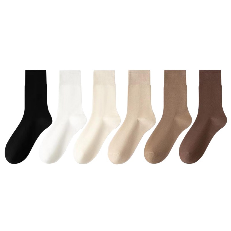 Calcetines de primavera y otoño delgados de color sólido, calcetines de pila transpirables, calcetines de luna de primavera y otoño, tendencia de medias versátiles