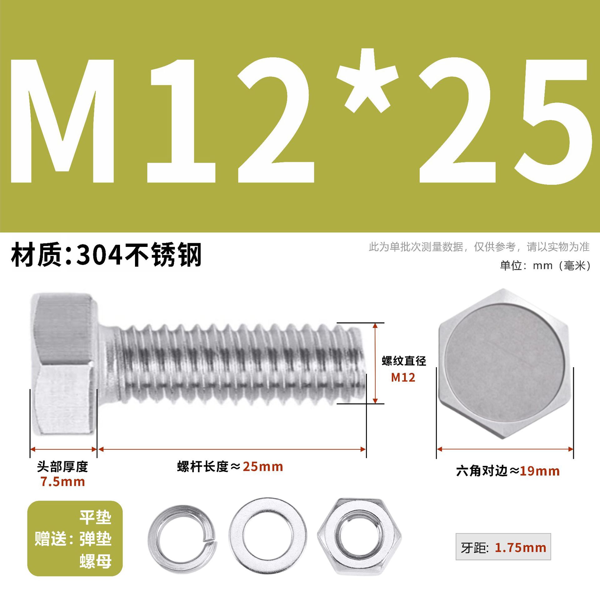 304 acero inoxidable tuerca perno hexagonal conjunto de accesorios de almohadilla de resorte M3M4M5M6M12 image 145