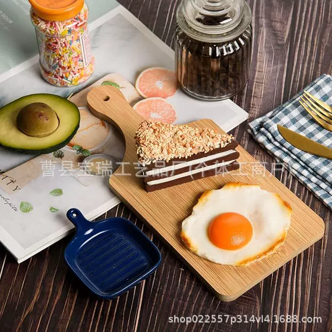 跨境竹木带把手菜板披萨板面包水果切菜板芝士奶酪牛排木托盘