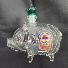 创意小猪威士忌酒瓶 有趣透明玻璃酒瓶红酒葡萄酒威士忌存放容器