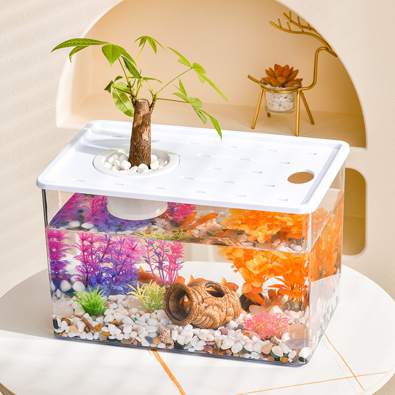 Fish tank aquarium plastic desktop micro -landscape goldfish tank desktop viewing ecological landscaping green plants hydroponic 乌 tank