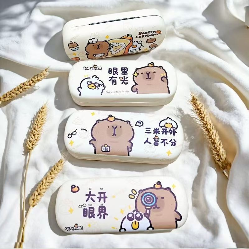 New Stylish Iron Eyeglass Case with Cartoon Print, Portable for Students, Customizable with Text, Wholesale, Pressure-Resistant Glasses Case