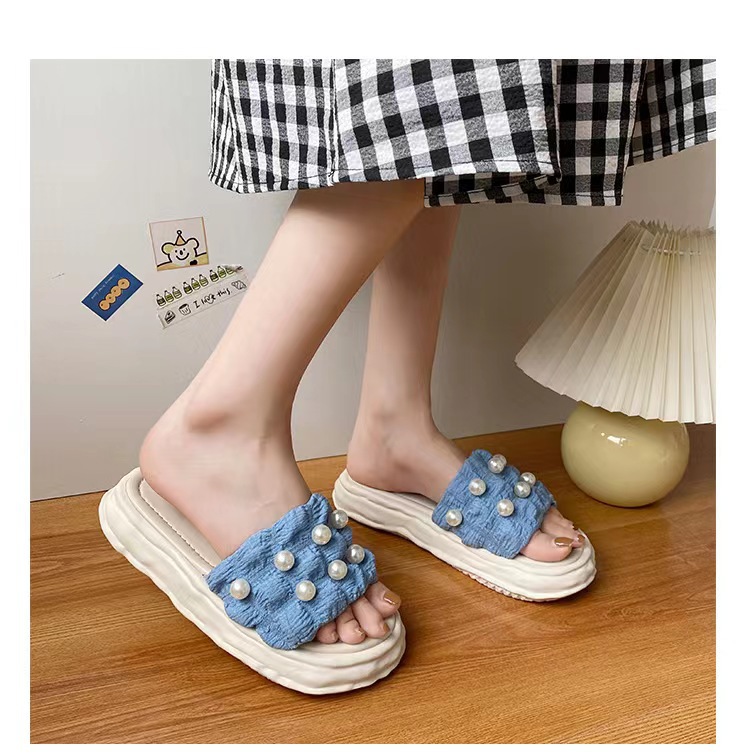 Nuevo estilo de hadas sandalias verano perla zapatos de mujer plataforma moda una palabra plataforma sandalias ventas directas de la fábrica