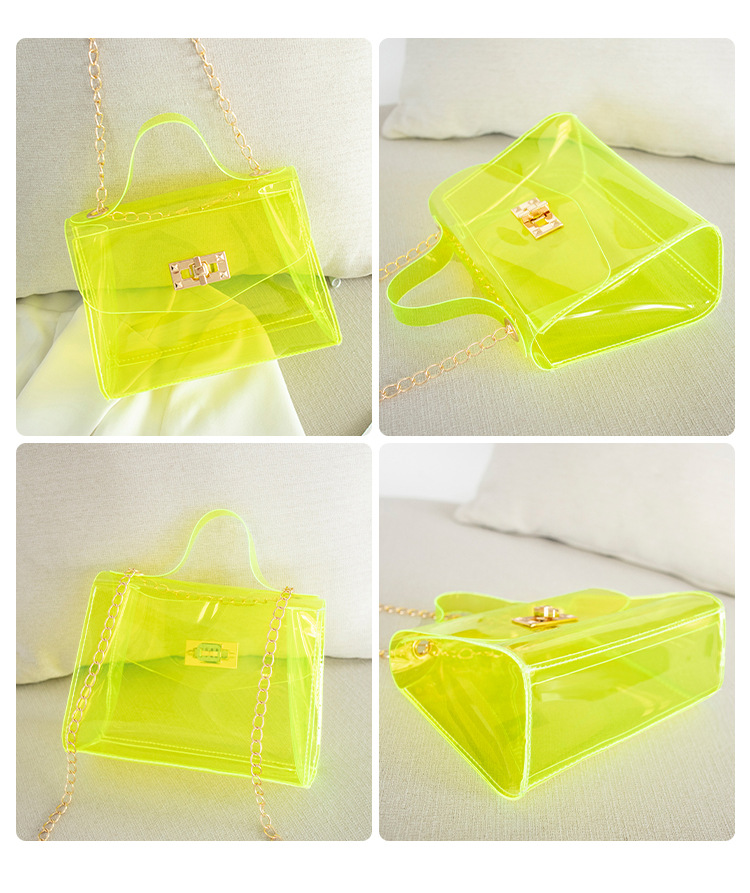 Fashion Solid Color Transparent Square Buckle Jelly Bag display picture 3