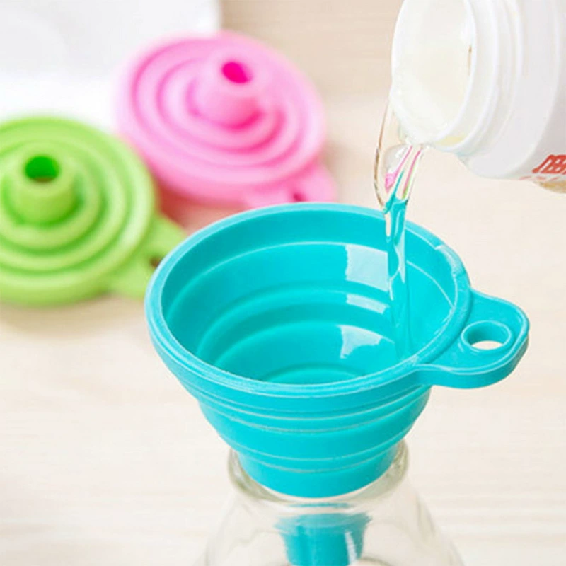 Extending long -necked kitchen funnel folding candy color funny home liquid containing oil grid CJ07110