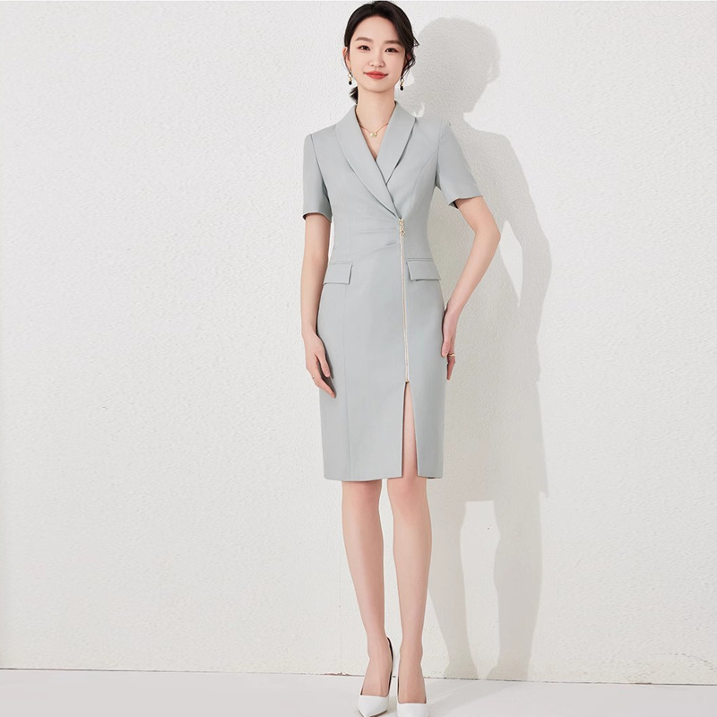 Ai Shangchen Professional dress 2024 New Women's Summer Short-sleeved High-end Fashion for Formal Occasions Slim-fit Work Clothes