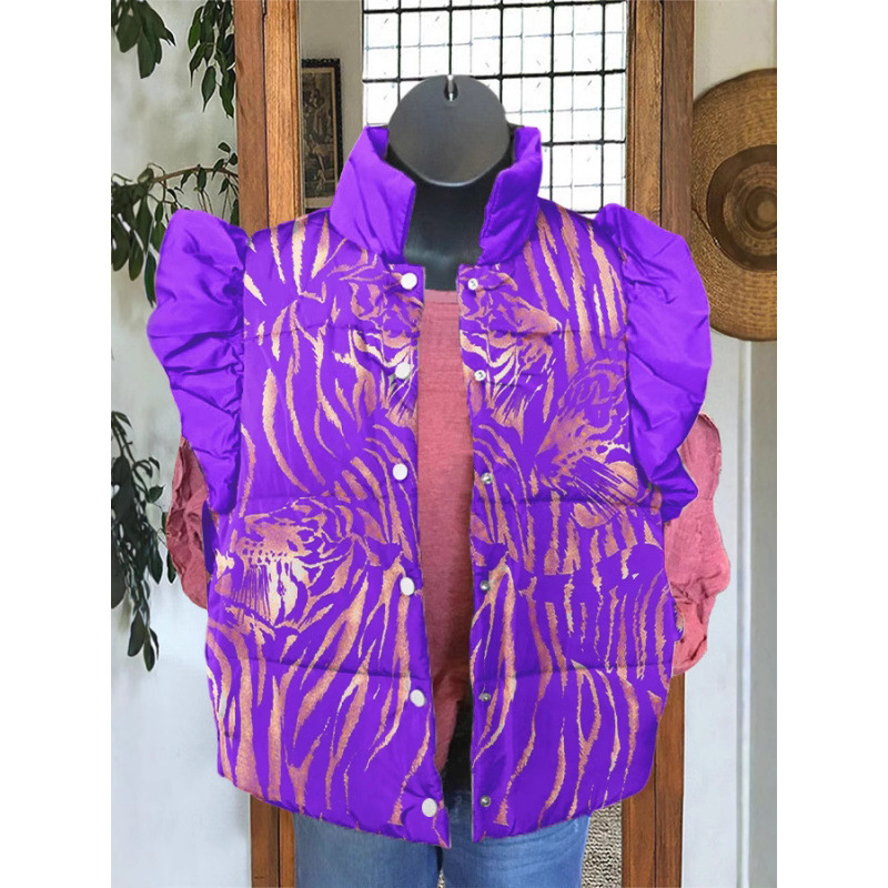 Cross-Border New Coat Lightweight Padded Vest Casual Jacket 3D Printed Pattern Women's Warm Sleeveless Vest