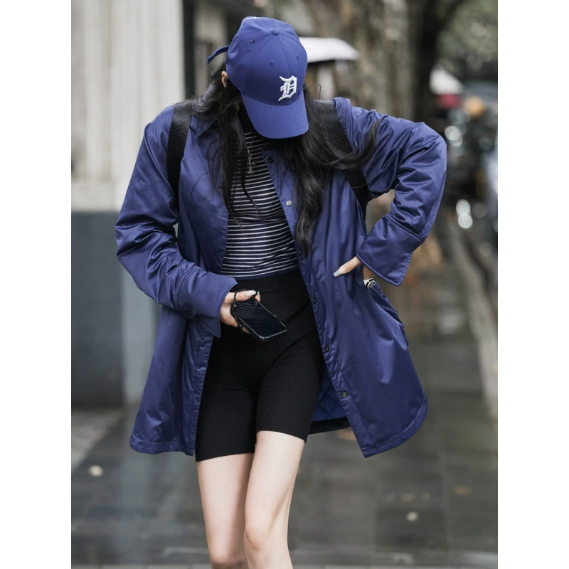 Demi-season light and thin design warm shirt with down, trend of season