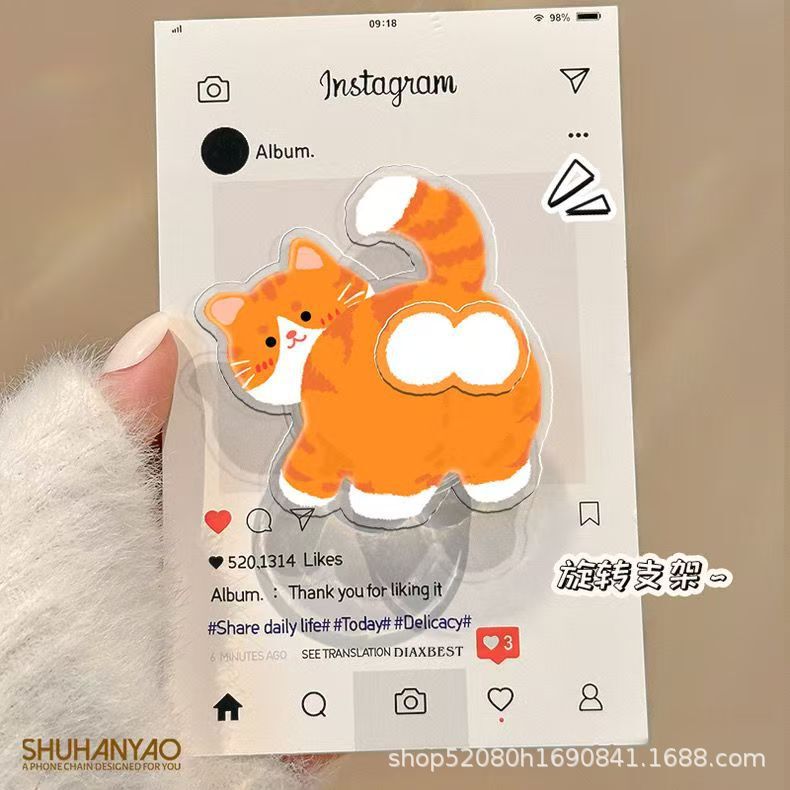 Airbag Bracket Fun Cat Phone Rack Rotating Eggs Funny Cartoon New Ring Back Sticking Drama Artifact