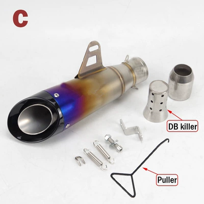 Motorcycle Sc Double-Layer Exhaust Exhaust pipe - b-second-layer-sc-black-head-half-blue-51mm