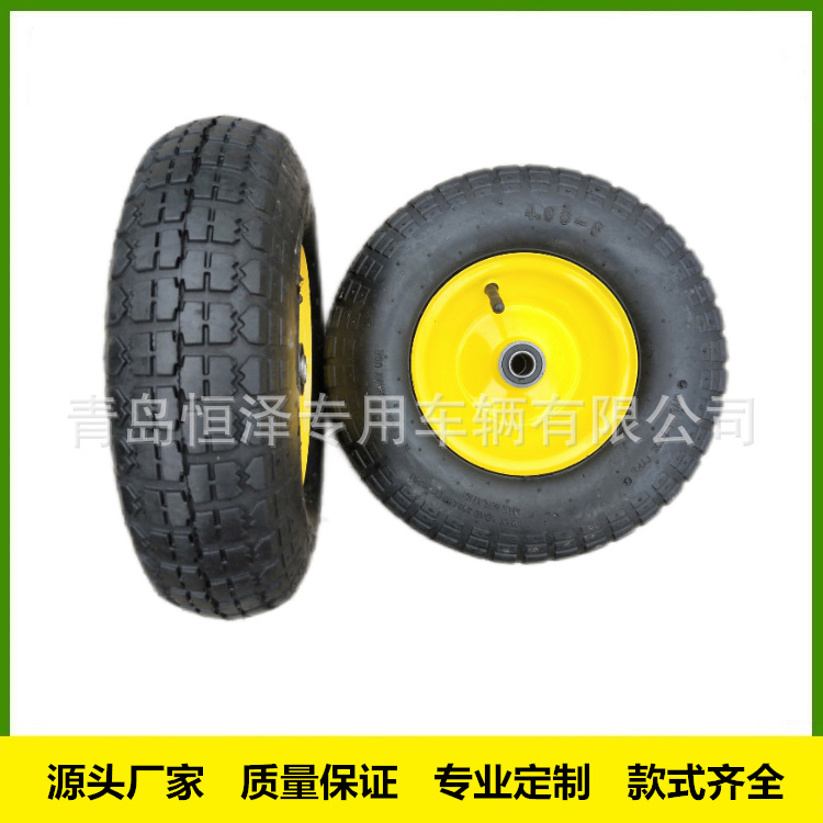 清洗机橡胶充气轮4.00-6，工具推车轮400-6，仓储车轮胎4.00-6
