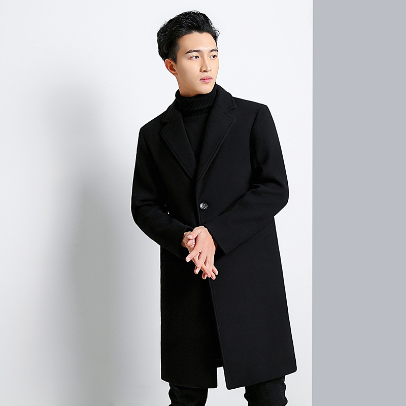 2025秋冬大衣男中长款秋冬季加厚外套休闲羊毛呢子男士高级感风衣