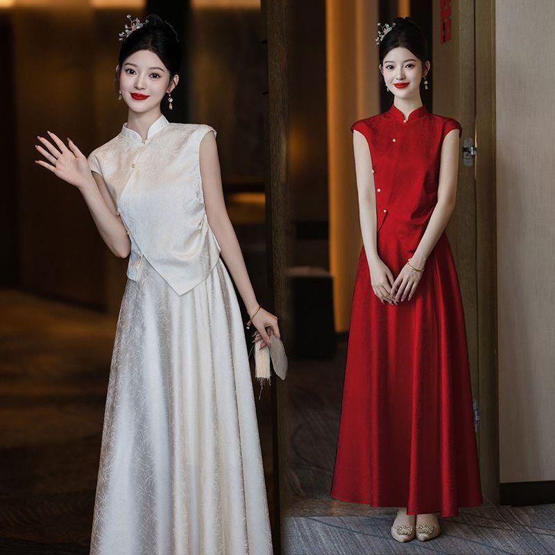 プラスサイズファットmm婚約チャイナドレス改良ドレススーツ2025新しい新しい中国風の証明書ドレスドレッシングローブ結婚式|undefined