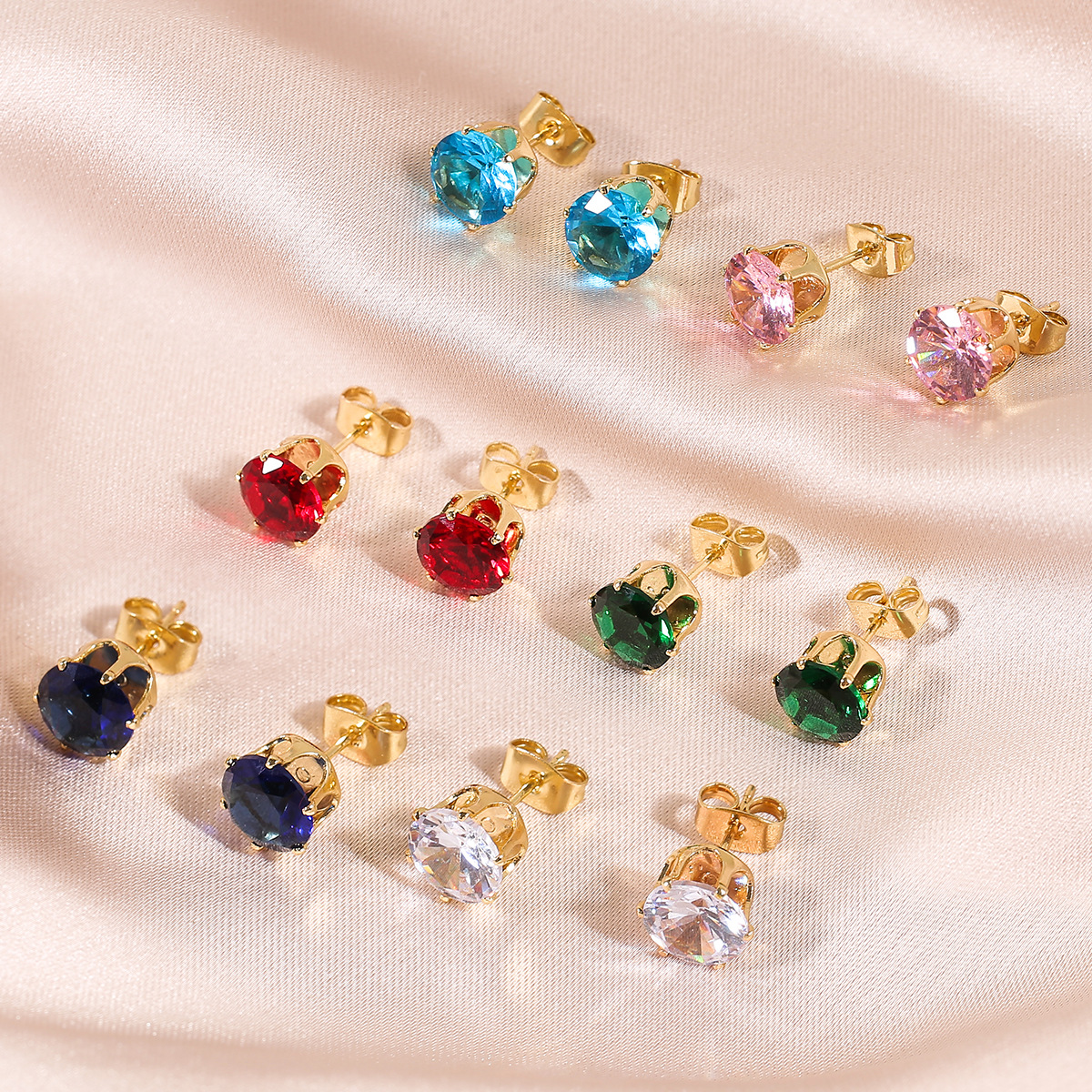 1 Set Fashion Round Metal Inlay Zircon Womenu0027S Earrings