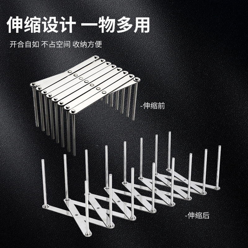 不锈钢厨房置物架家用碗碟放锅盖可伸缩收纳架沥水置物架厨房用品