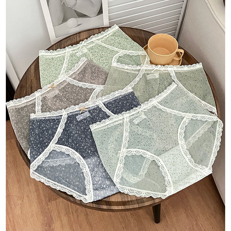 French floral lace panties, lightweight briefs with a bow detail, soft and comfortable women's triangle shorts French floral lace panties, lightweight briefs with a bow detail, soft and comfortable women's triangle shorts