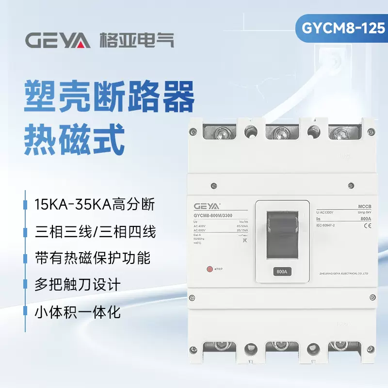 GEAY格亚塑壳断路器2P4P外壳式空气开关1000A大功率电路总闸开关