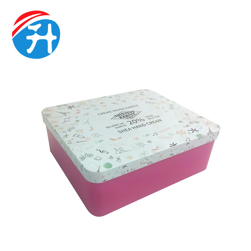 Dongguan Manufacturer Customized Square Colorful Printed Cosmetic Packaging Metal Box Heaven and Earth Cover Tiramisu Iron Box