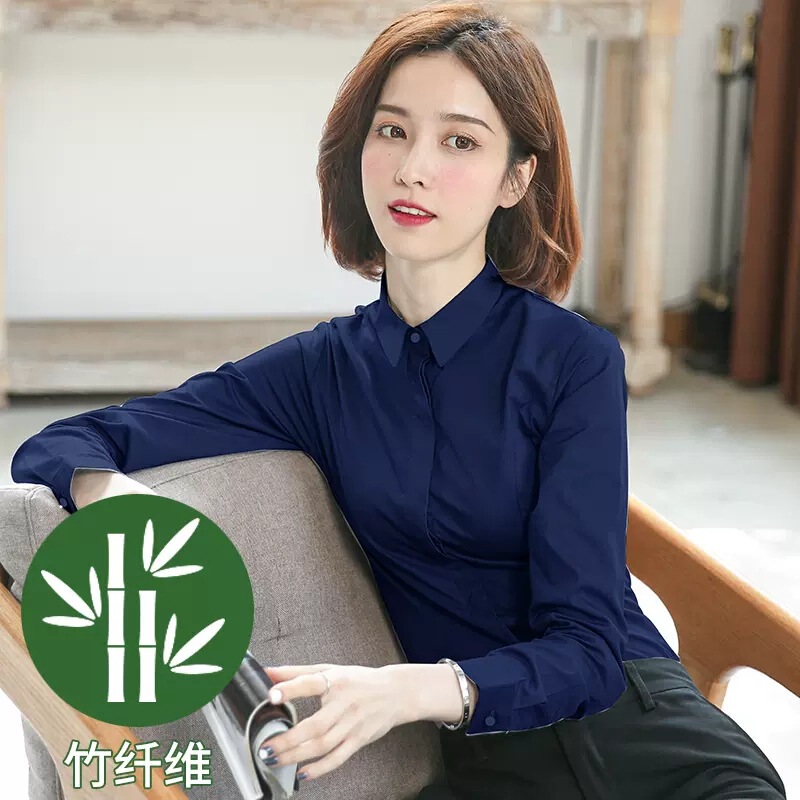 Shufan 竹繊維白シャツ女性のハイエンド長袖 2025 作業服女性のプロフェッショナルシャツ女性|undefined