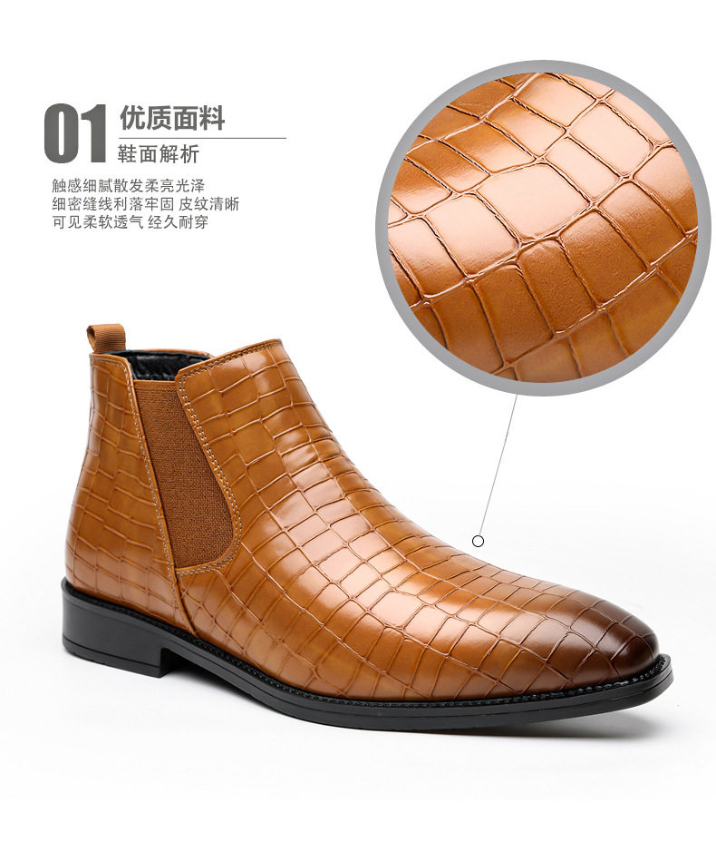 Bốt Martin nam cổ điển mũi tròn buộc dây đế mềm cổ lửng, cỡ lớn — Màu nâu, màu đen chi tiết 10
