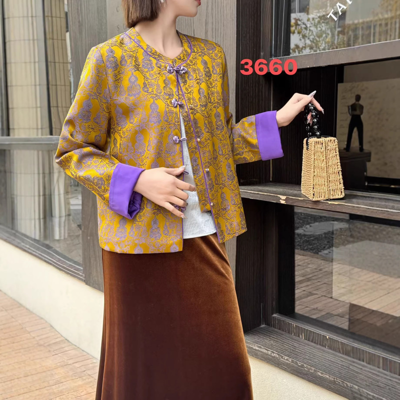 2026 Spring New High-Quality Rayon Satin Jacquard Jacket New Chinese-Style Button-Up Shirt Women's Cardigan 2026 Spring New High-Quality Rayon Satin Jacquard Jacket New Chinese-Style Button-Up Shirt Women's Cardigan