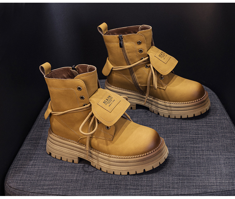 Boot Martin cổ ngắn nữ phong cách cổ điển đế dày đi du lịch leo núi — M2627 màu vàng một lớp lót trong, M2627 kaki một lớp bên trong chi tiết 12