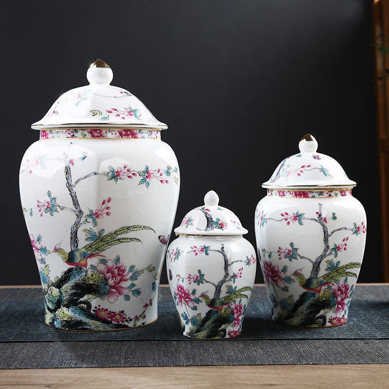 Five-Color Ceramic Tea Cans, Extra-Large Sealed Jars for Bulk Tea Packaging&mdash;Perfect Finishing Touches! Wholesale Six-Sided "Jinshangtianhua" Jars for Generals