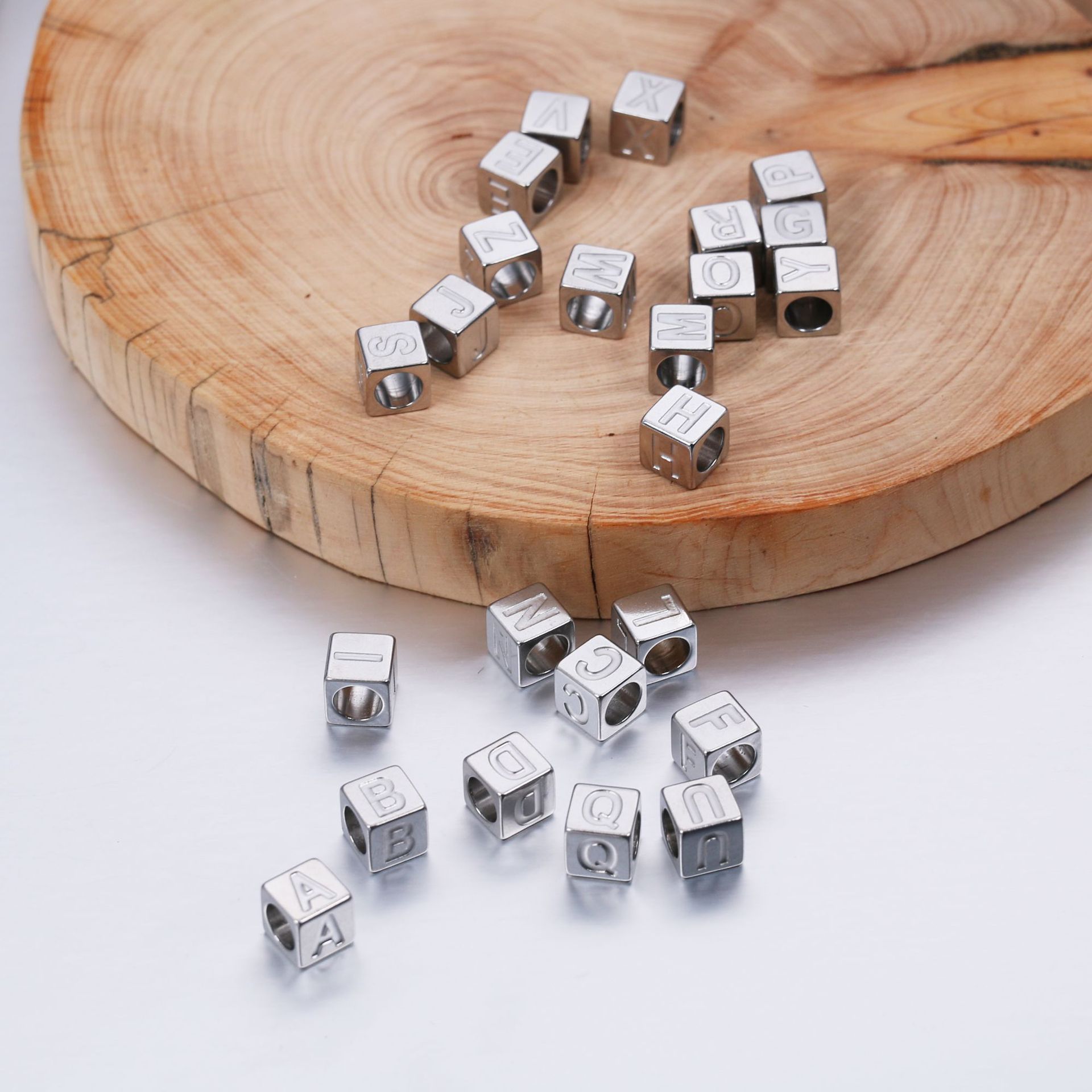 A Pack Of 3 Diameter 7 Mm Hole 5~5.9mm 304 Stainless Steel Letter Beads display picture 8