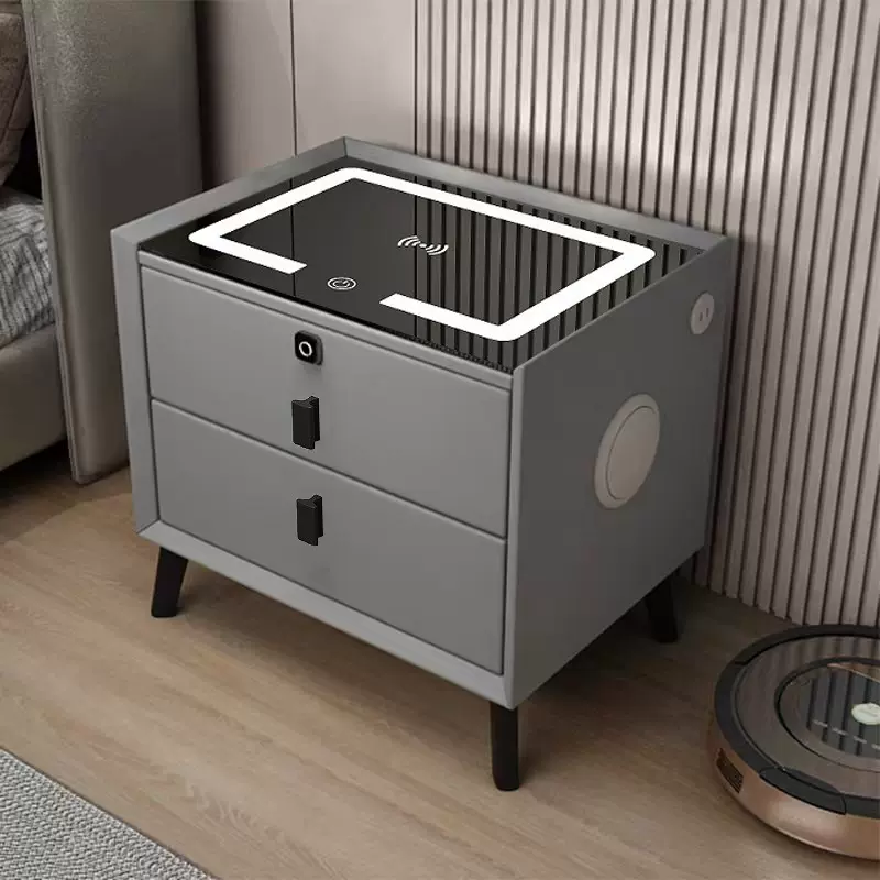 轻奢高级感智能床头柜简约无线充电收纳柜卧室储物柜多功能床边柜
