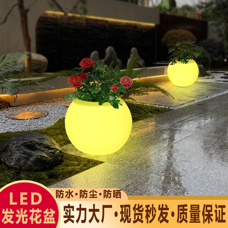 led luminous flower pot lights Garden Park solar outdoor garden lights decorative Villa Hotel lawn landscape lights