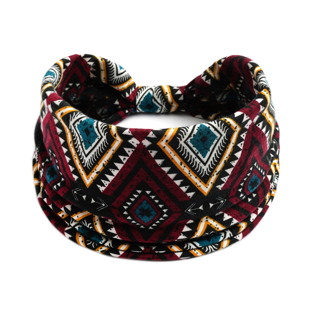 Europa y América nueva impresión elástica deportiva correa de cabello damas banda ancha correa de cabello turbante retrógrado joyas para el cabello de yoga