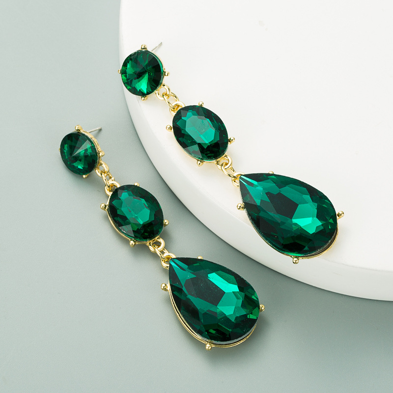 Alloy Material Fashion Geometric Diamond Alloy Artificial Gemstones Earrings