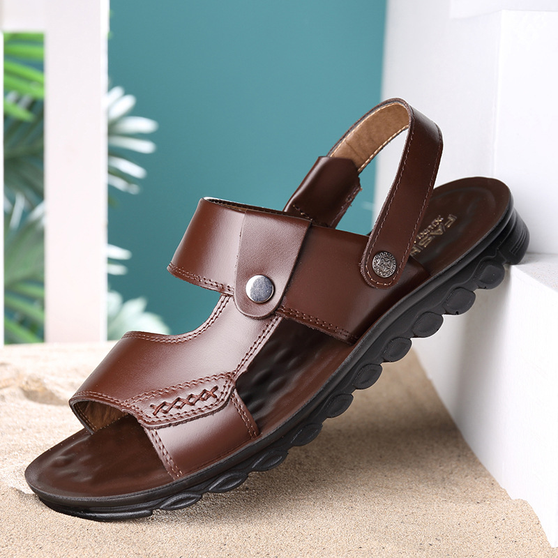 Sandali uomo in vera pelle, comode scarpe estive da spiaggia_voghion.com