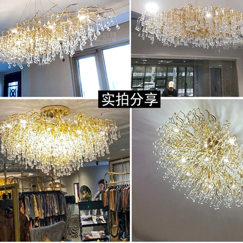 French light design dining room crystal chandelier water drop tree branch living room dining room luxury villa crystal pendant light