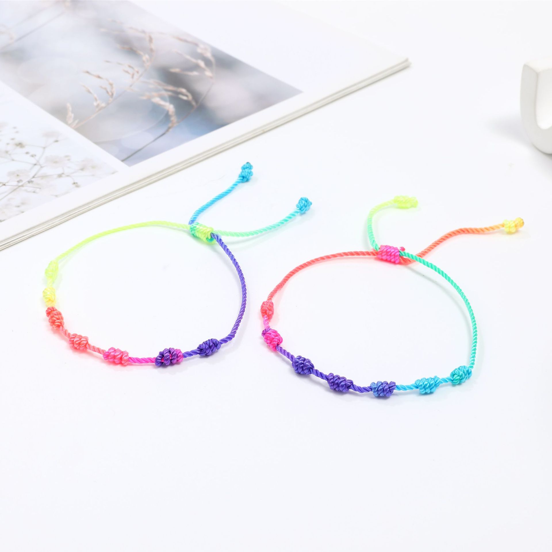 4g Weight Slider Clasp Closure Clasp Closure Type Bracelets Classification Polyester Chain Material Cord String Chain Type 1 Piece Quantity Daily Occasion Polyester Material Geometric Pattern All Seasons Season Unisex Gender Knitting Design Casual, Ethnic Style Style Casual Ethnic Style Geometric Polyester Cord String Slider Clasp Closure String Bracelets Wholesale 11