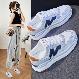 Korean Style Dad Shoes for Women 2025 Spring New Breathable Student Sports Shoes for Women Thick Soles Increased Casual Trbottomy Shoes 223