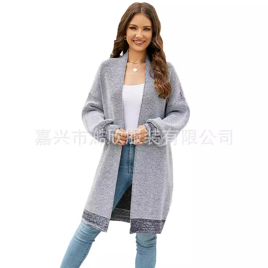 European and American wish cross-border Amazon autumn and winter new coat foreign trade women's mid-length casual versatile knitted cardigan